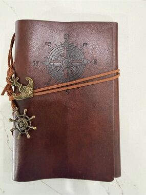 Compass Embossed Leather Journal - Brown
